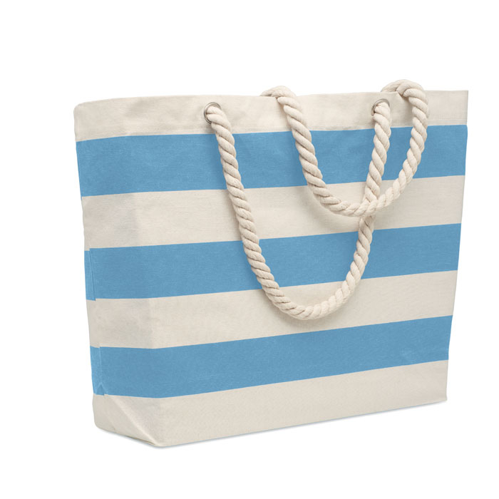 Sac de plage coton 220gr personnalisé HEAVEN STRIPE bleu bébé
